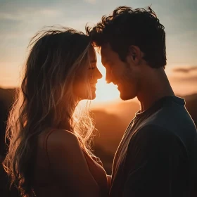 Silhouetted Couple at Sunset