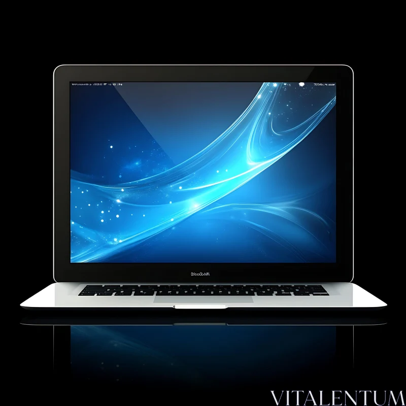 Sleek Laptop with Glossy Bluish Screen AI Image