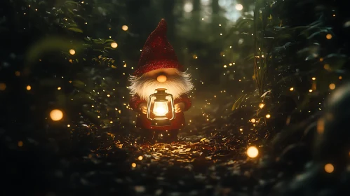 Forest Gnome with Glowing Lantern