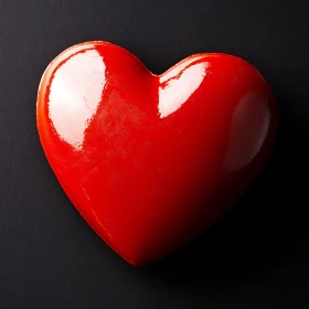 Glossy Red Heart on Dark Backdrop
