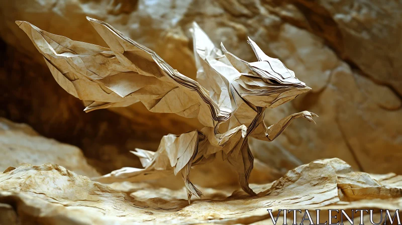 AI ART Paper Dragon Sculpture Close-Up