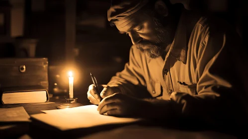 Sepia Toned Writer at Work