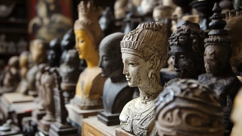 Row of Vintage Sculptures