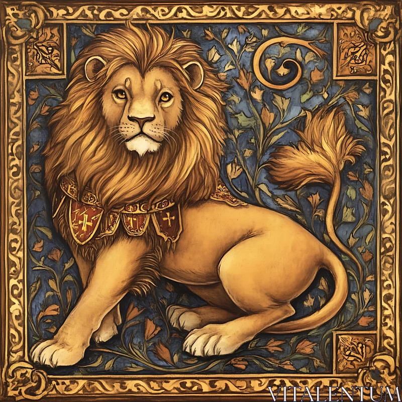 AI ART Golden Lion Illustration