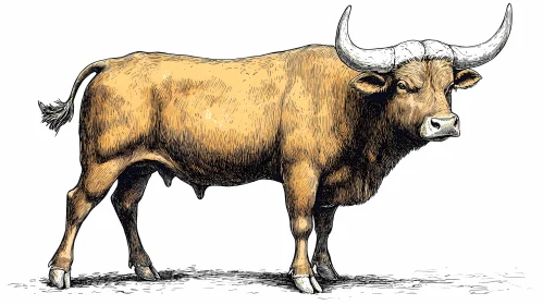 Bull Sketch with Textured Fur