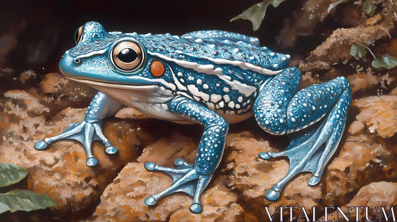 AI ART Artistic Blue Frog Image