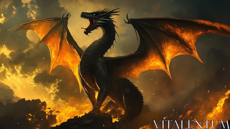 Dragon of Fire and Shadow AI Image