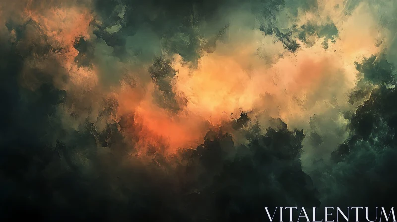 AI ART Cloudy Abstract Art with Dark and Warm Tones