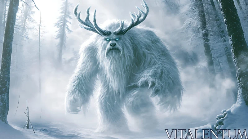 Snowy Yeti with Antlers AI Image