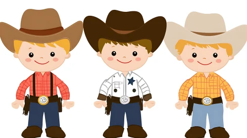 Whimsical Cowboy Trio Art