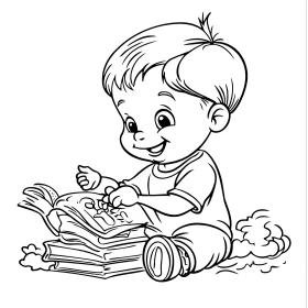 Cartoon Baby Reading Books