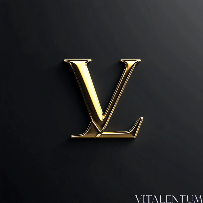 Luxurious Gold LV Letters on Sleek Black AI Image