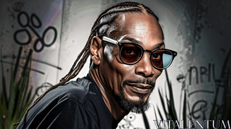 Snoop Dogg's Portrait with Graffiti Background AI Image