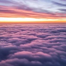 Pink Sunset Over a Sea of Clouds