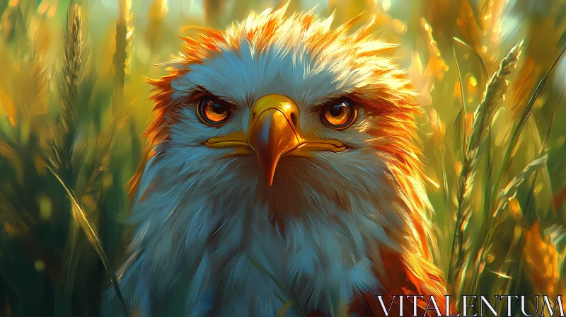 Eagle in Golden Wheat Fields AI Image