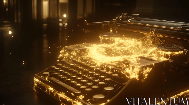 Vintage Typewriter in Golden Light AI Image