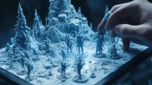 Miniature Figures in Winter Battle