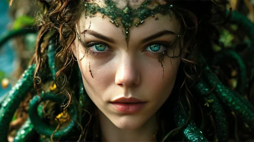 Captivating Portrait of a Thoughtful Woman with Green Eyes
