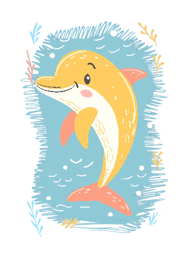 Cute Cartoon Dolphin Vector for T-Shirt Design POD Design