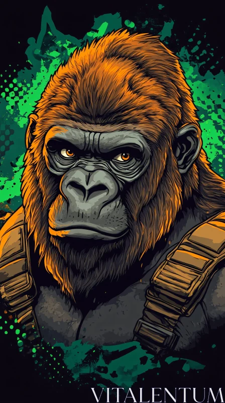 Gorilla Portrait in Digital Illustration AI Image