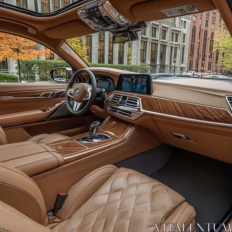 High-End Car Interior with Elegant Tan Leather AI Image