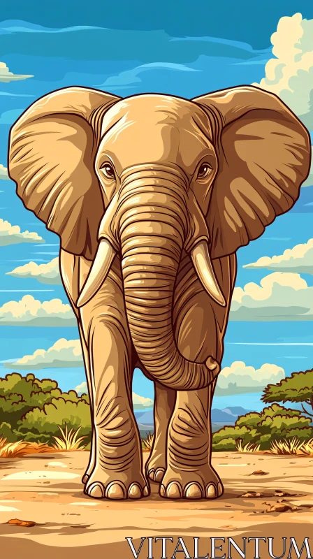 Elephant Artwork in Natural Habitat AI Image