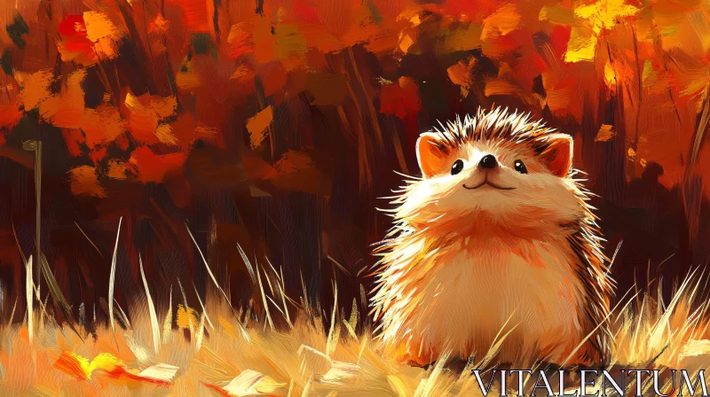 AI ART Hedgehog Amidst Autumn Foliage