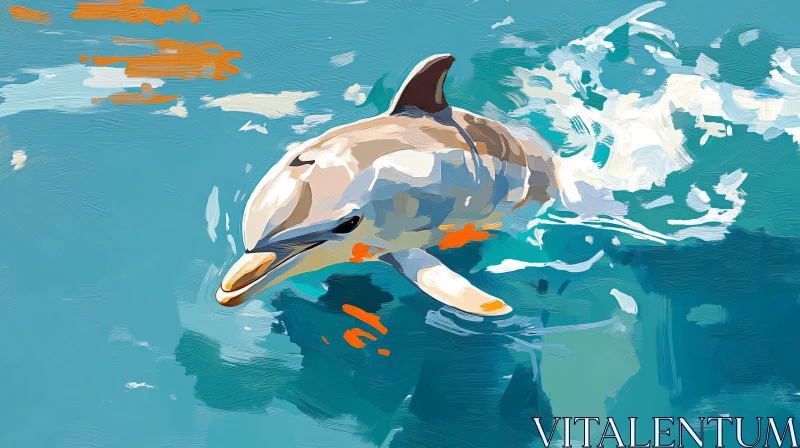 Playful Dolphin Art AI Image