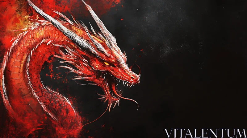 AI ART Dragon's Fury: A Red Fantasy