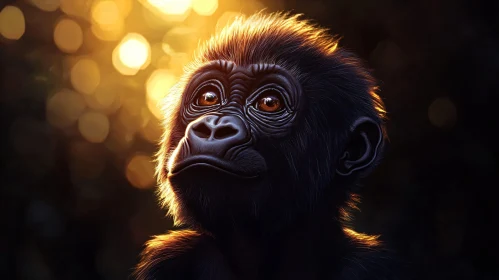 Gentle Gorilla in Golden Light