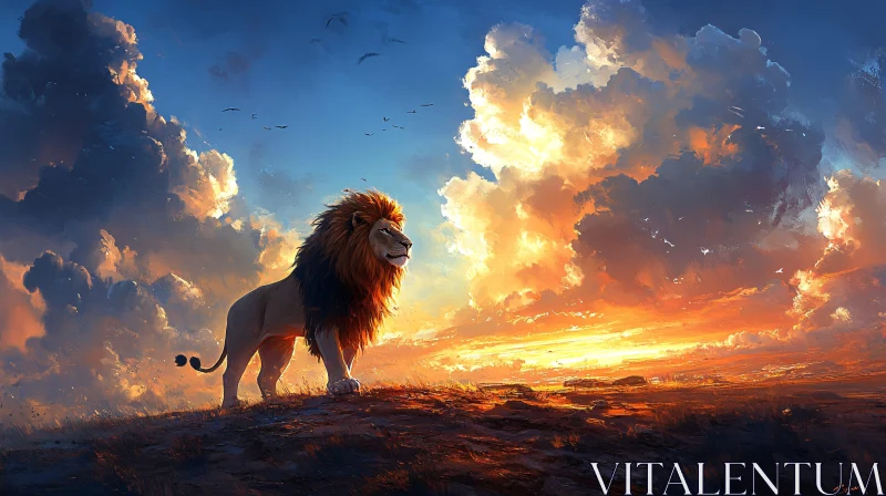 AI ART Lion in Sunset Glory