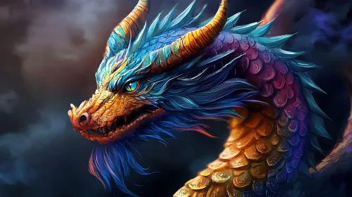 Fantasy Dragon with Colorful Scales