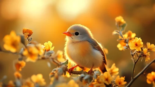 Bird with Yellow Flowers