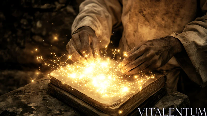 AI ART Golden Light Emanating From Ancient Book