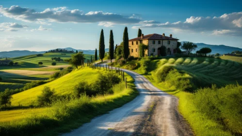 Idyllic Italian Landscape with Charming House on Hill