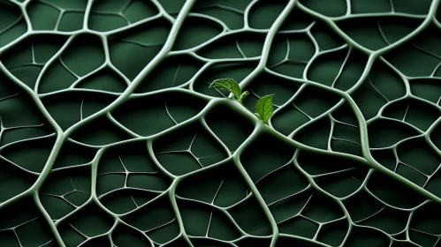 Intricate Green Plant within Algae Leaf