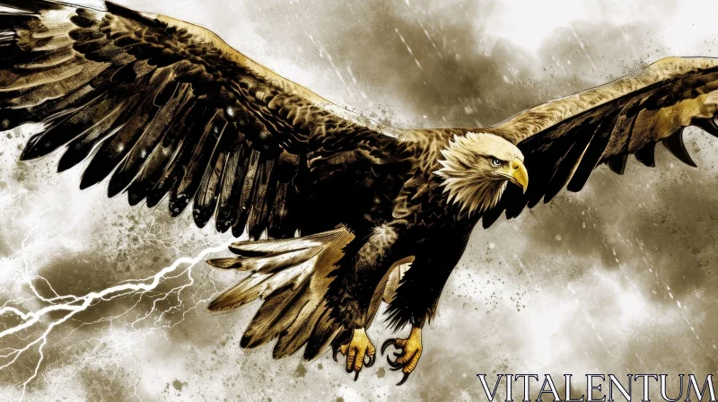AI ART Majestic Eagle Soaring Through Stormy Skies | Realistic Drawing