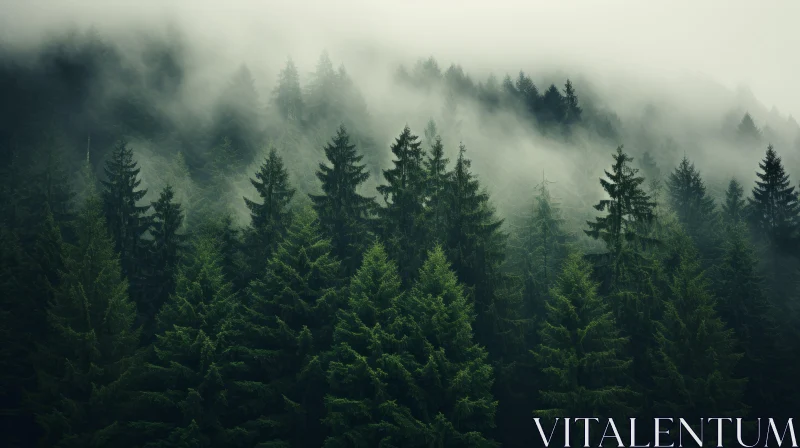 AI ART Mystical Foggy Forest - Transcendentalist Nature Imagery