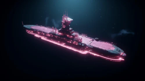 Pink and Cyan Ship in Vray Tracing Style - Cargopunk Artwork