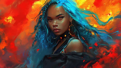 Striking Portrait of a Young Woman with Blue Hair