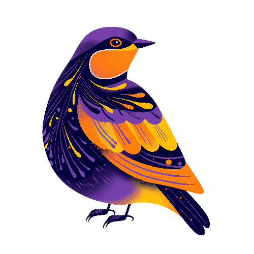 Vector Illustration of a Colorful Bird on a Transparent Background