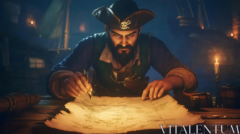 AI ART Pirate Captain and Treasure Map