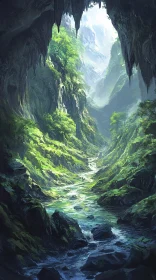 Serene Nature Landscape with Lush Forest and River