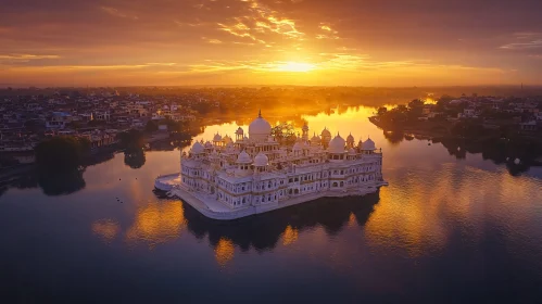 Sunset Reflection on Lake Temple