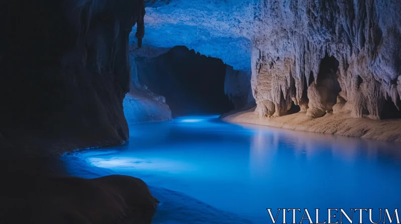 AI ART Enchanting Blue Waters in a Stalactite-Filled Cave