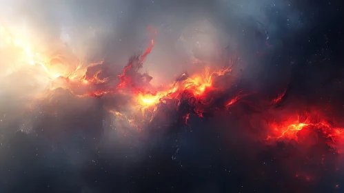 Fiery Abstract Galaxy Blaze