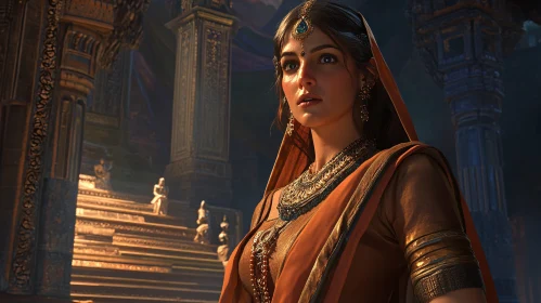 Traditional Woman Portrait in Temple