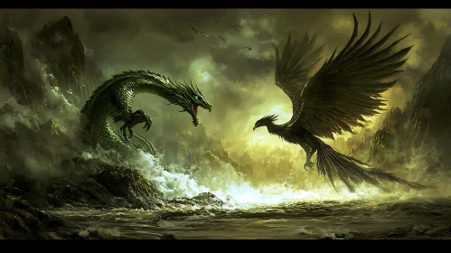 Mythical Battle: Dragon versus Phoenix