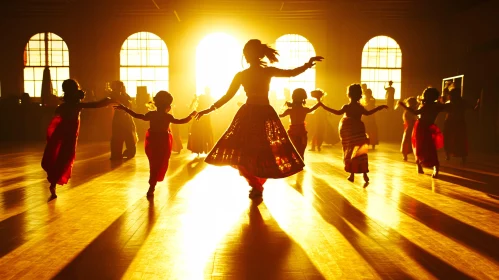 Dancers in Silhouette: A Golden Performance