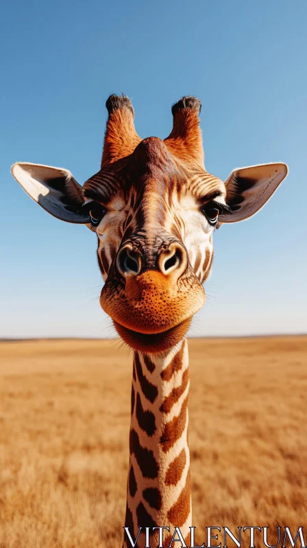 Giraffe Portrait in Natural Habitat AI Image